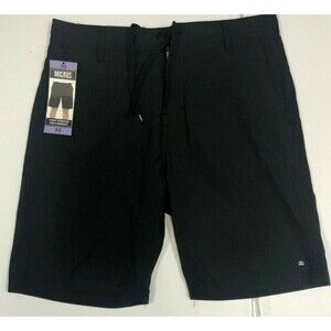 Micros Men's Matt 4-Way Stretch Flat Front Standard Fit Shorts BLACK 30